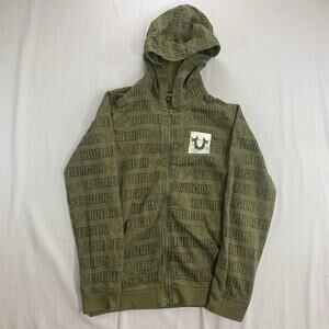 True Religion Full Zip Up Hoodie Youth Medium Green Hooded Sweatshirt